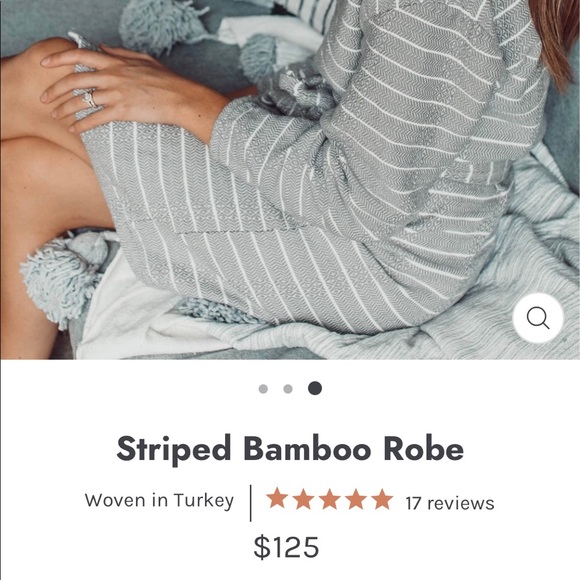 Unisex Pokoloko striped bamboo robe - Picture 5 of 6